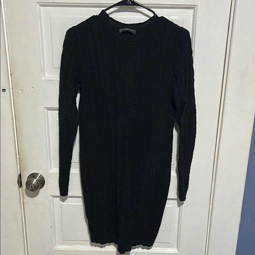 Peruvian Connection Black Ribbed Mock Neck Sweater Dress